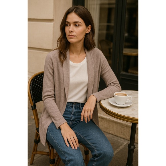 Eileen Fisher Size S Womens Pink Ribbed Linen Blend Open Front Cardigan - Picture 1 of 7